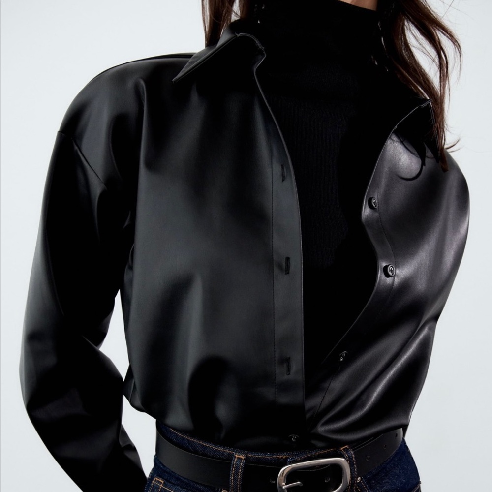 Zara faux leather shirt
